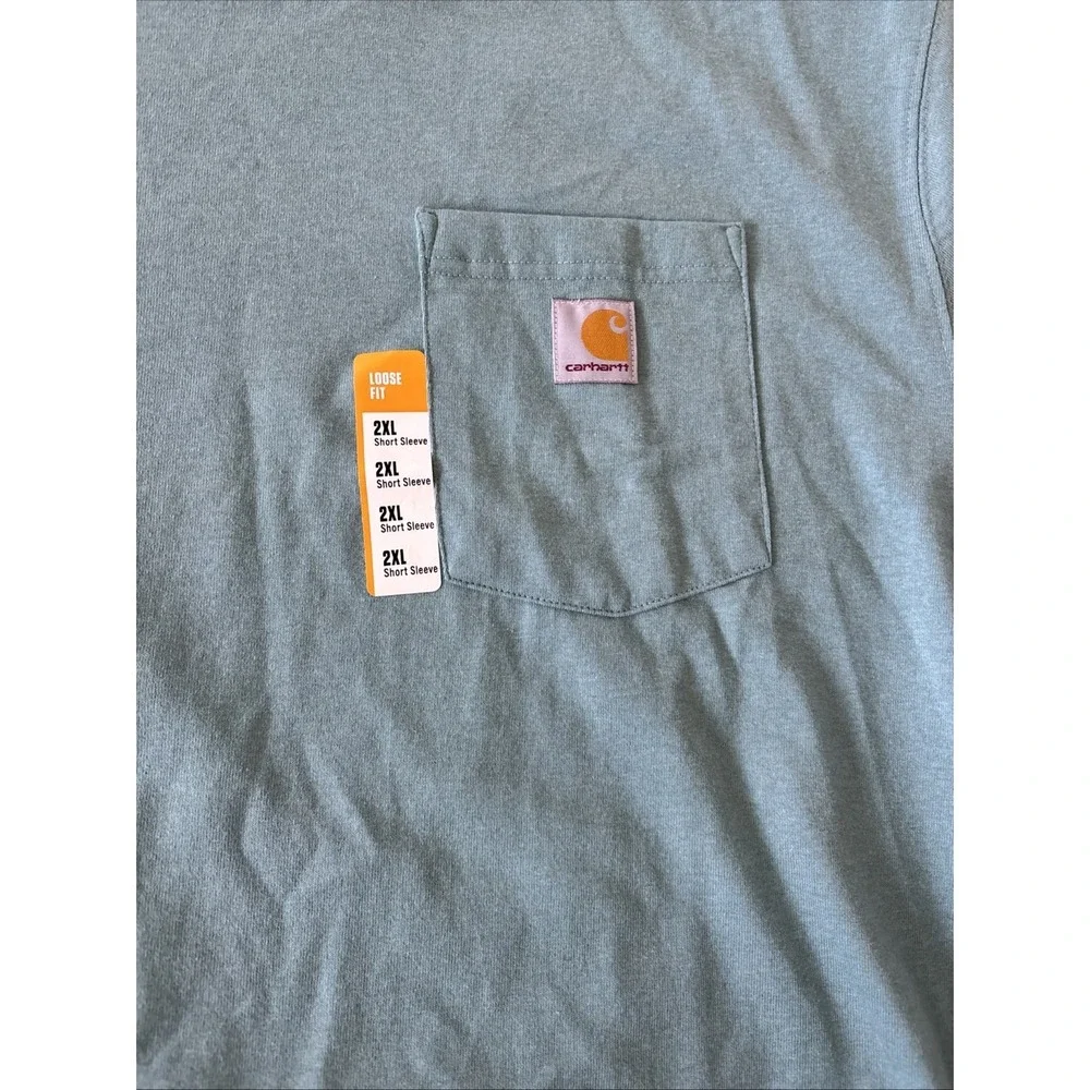 NWT Carhartt Loose For Heavyweight SS Pocket T-shirt Men's 2Xl Aqua Blue - Picture 2 of 4